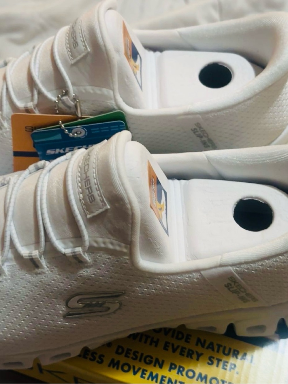 Skechers White Mesh Slip-On Athletic Sneakers